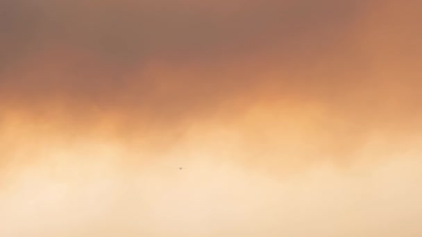 Rotorange Leuchten Himmel Mit Schwarzen Feuerkadavern Folgen Eines Brandes Umweltverschmutzung — Stockvideo