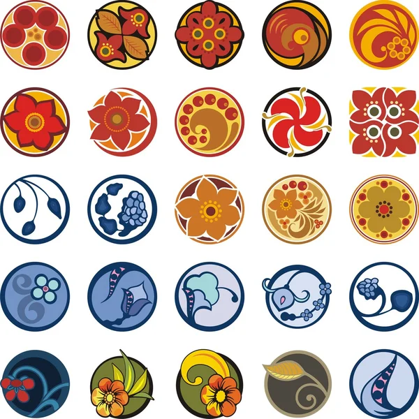 Conjunto de diseños de círculo floral — Archivo Imágenes Vectoriales