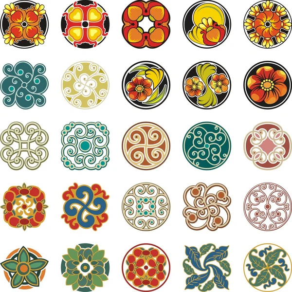 Conjunto de diseños de círculo floral — Archivo Imágenes Vectoriales