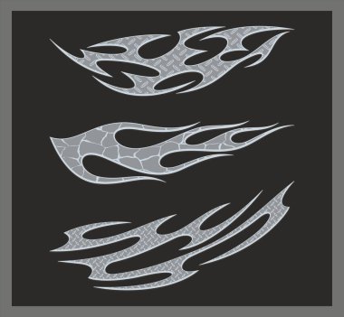Vector colorful textured flames for vehicle vinyl decals and wraps. Ready-to-cut graphics for racing cars, off-road and sport vehicles, hot rod automobiles, ATVs, trucks, motors, bikes, T-shirts.