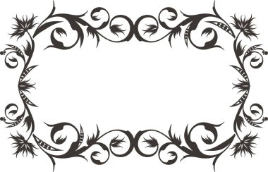 Çiçeklerle süslenmiş vektör çiçek çerçevesi. Klasik oryantal panel, düğün süslemeleri için harika, tebrik kartları, davetiyeler, afişler, vinil ve lazer hazır.