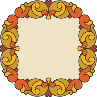 Vektör soyut çiçek desenli renkli çerçeve. Klasik oryantal panel, düğün süslemeleri, tebrik kartları, davetiyeler, afişler, vinil ve lazer hazır. Sonbahar renkleri.