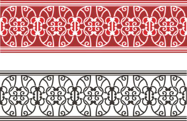 Vektör kabile süslemeleri. Renkli, siyah-beyaz, vinil kesim için hazır. Sayfa dekorasyonu sınır tasarım unsurları, tebrik kartları, düğün davetiyeleri, afişler için harika.