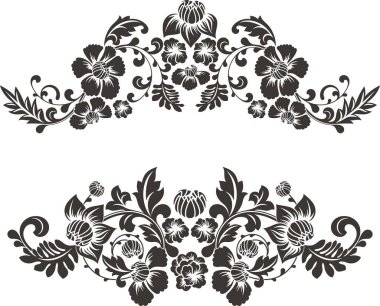 Geleneksel Çin usulü çiçek vektör süslemesi. Zarif lüks romantik dizaynlar ve sayfa dekorasyonları için elementler, düğün dekorasyonları, davetiyeler, tebrik kartları, nakış.