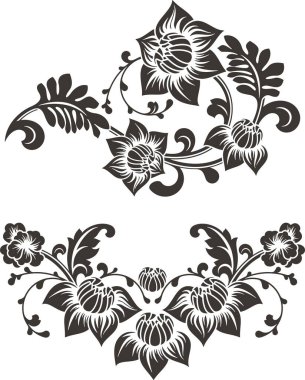 Geleneksel Çin usulü çiçek vektör süslemesi. Zarif lüks romantik dizaynlar ve sayfa dekorasyonları için elementler, düğün dekorasyonları, davetiyeler, tebrik kartları, nakış.