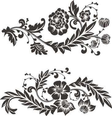 Geleneksel Çin usulü çiçek vektör süslemesi. Zarif lüks romantik dizaynlar ve sayfa dekorasyonları için elementler, düğün dekorasyonları, davetiyeler, tebrik kartları, nakış.