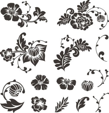 Geleneksel Çin usulü çiçek vektör süslemesi. Zarif lüks romantik dizaynlar ve sayfa dekorasyonları için elementler, düğün dekorasyonları, davetiyeler, tebrik kartları, nakış.