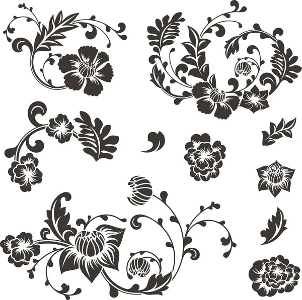 Geleneksel Çin usulü çiçek vektör süslemesi. Zarif lüks romantik dizaynlar ve sayfa dekorasyonları için elementler, düğün dekorasyonları, davetiyeler, tebrik kartları, nakış.