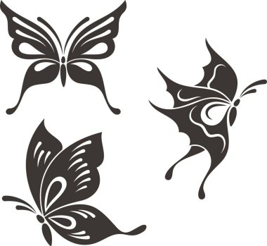 Kelebek vektör çizimleri geleneksel Japon çizgisi sanat tarzında ayarlandı. Dekorasyonlar, tebrik kartları, çıkartmalar, tişört tasarımları, tabelalar ve logolar için harika. Vinil kesimine hazırım..