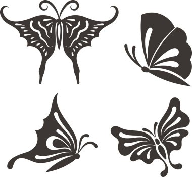 Kelebek vektör çizimleri geleneksel Japon çizgisi sanat tarzında ayarlandı. Dekorasyonlar, tebrik kartları, çıkartmalar, tişört tasarımları, tabelalar ve logolar için harika. Vinil kesimine hazırım..