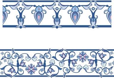 Doğu ve Türk tarzında süs eşyaları, dekoratif sınır tasarımları, tebrik kartları ve düğün davetiyeleri için sayfa dekorasyonları.