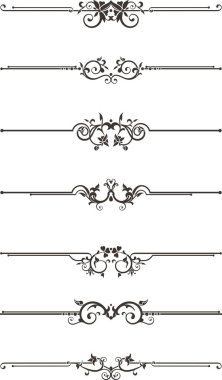 Süslü kural çizgileri vektör seti. Doğu ve Türk tarzında sayfa dekorasyonu unsurları, tebrik kartları ve düğün davetiyeleri için harika.