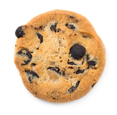 Beyaz üzerine izole edilmiş çikolatalı kurabiye.