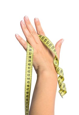 Kadın el ölçü bandı ile