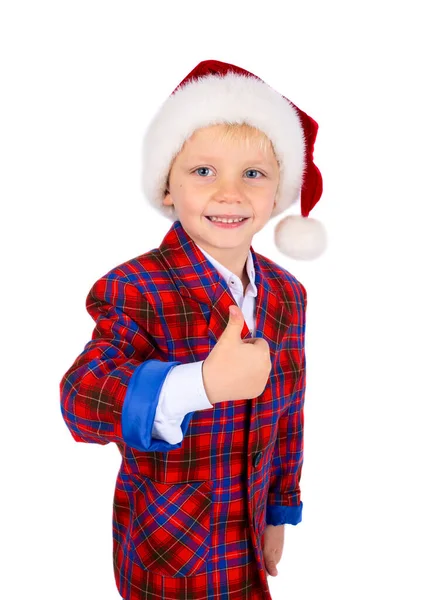 배경에 몸짓으로 크리스마스 아이의 — 스톡 사진