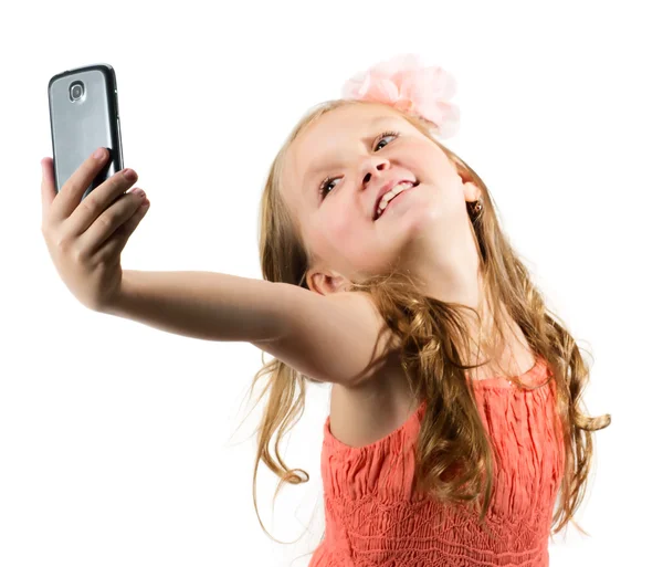 Klein meisje doen selfie — Stockfoto