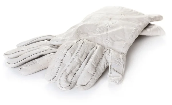 Білі шкіряні рукавички — стокове фото