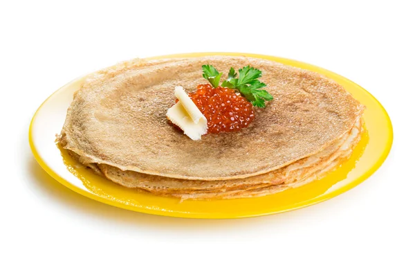 Pancakes with red caviar — Stock Photo, Image