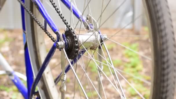 Cadena Transmisión Comienza Girar Que Impulsa Rueda Trasera Bicicleta — Vídeos de Stock