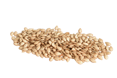 PNG arka planında izole edilmiş küçük bir balkabağı çekirdeği yığını.