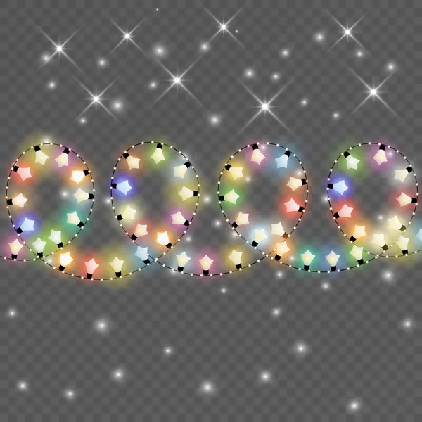 Luces Navidad Aisladas Sobre Fondo Transparente Guirnalda Brillante Navidad Ilustración — Vector de stock