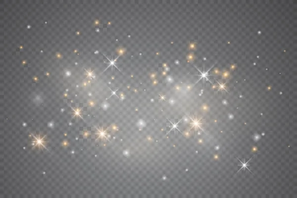 Světelné Zářící Hvězdy Vektor Třpytí Průhledném Pozadí Vánoční Abstraktní Vzor — Stockový vektor