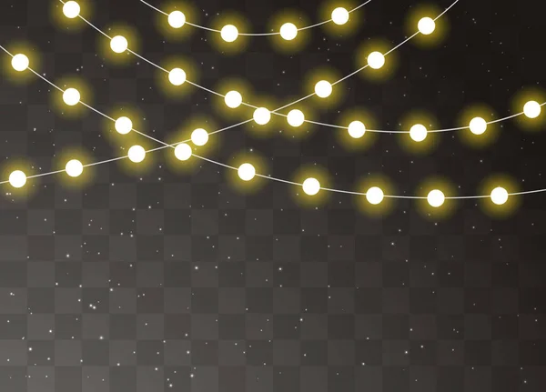 Lumières Noël Isolées Sur Fond Transparent Guirlande Lumineuse Noël Illustration — Image vectorielle