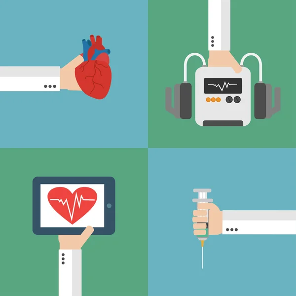 Sada plochých návrhů terapie zdravotní srdce — Stockový vektor