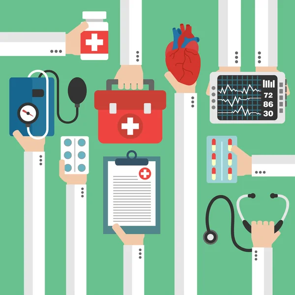 현대 의료 심장 치료 평면 디자인 — 스톡 벡터