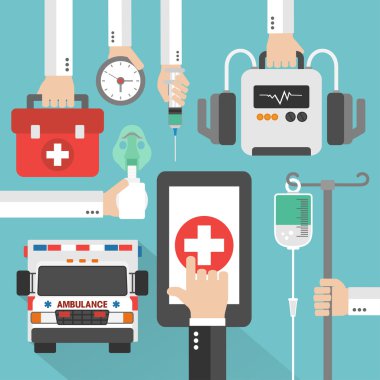 Ambulans tıbbi online tasarım düz