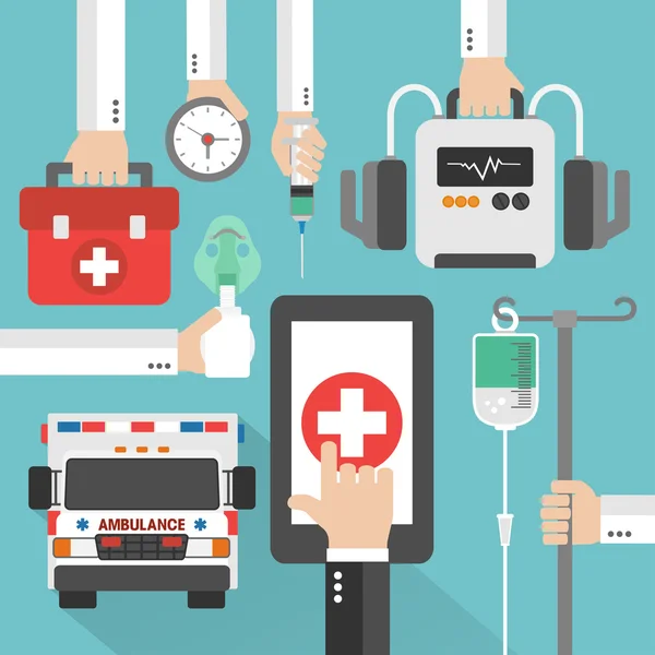 Ambulans tıbbi online tasarım düz