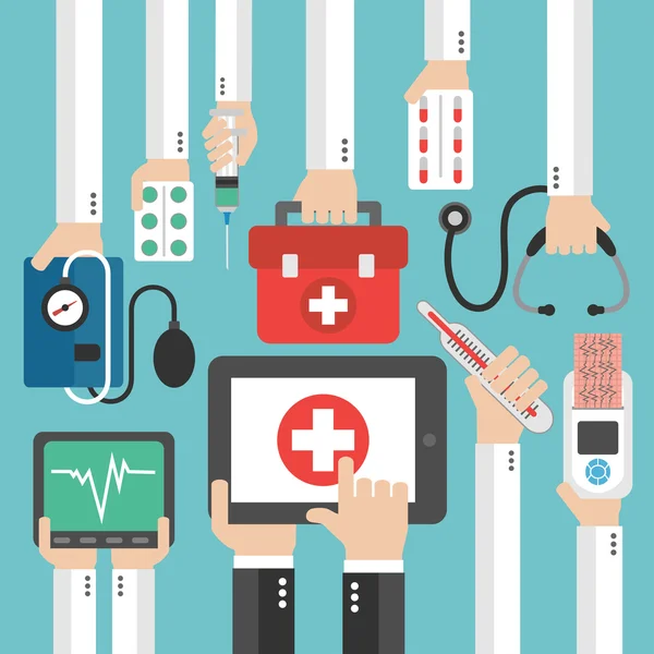 Tıbbi online teşhis konsept tasarımı düz — Stok Vektör