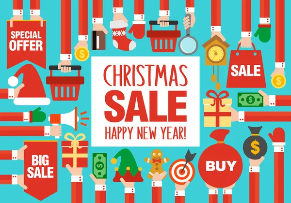 Christmas Sale Happy New Year Concept Design Flat Vector Illustration — Stock Vector