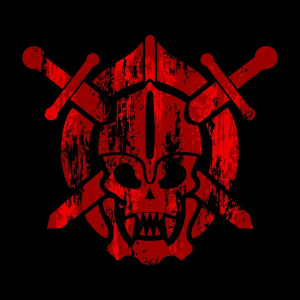 Skull Helmet Symbol Shield Swords Grung Background Skull Vector Illustration — Stock Vector