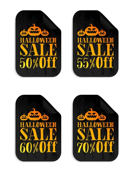 カボチャをセットしたハロウィンブラック販売ステッカー ハロウィンセール50 ベクターイラスト — ストックベクタ