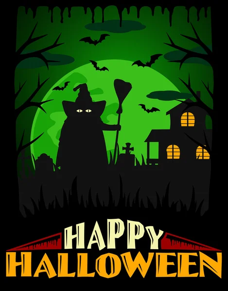 Fundo assustador de Halloween, verde — Vetor de Stock