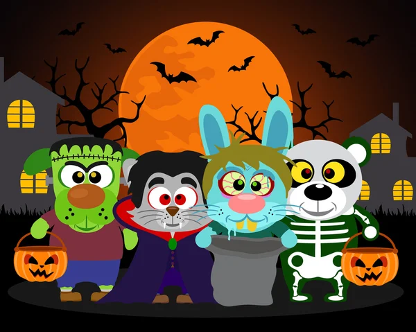 Halloween truque de fundo ou tratar animais — Vetor de Stock