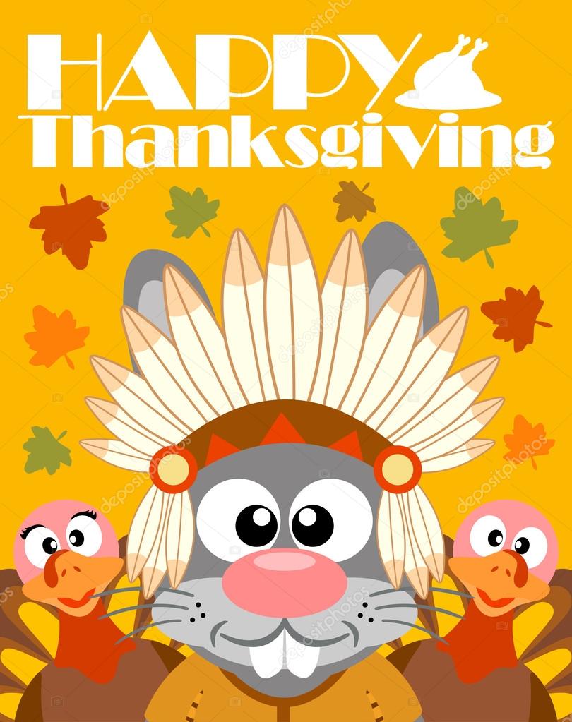 Happy Thanksgiving day background,with rabbit Indian