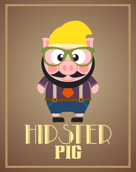 Cerdo hipster divertido — Archivo Imágenes Vectoriales