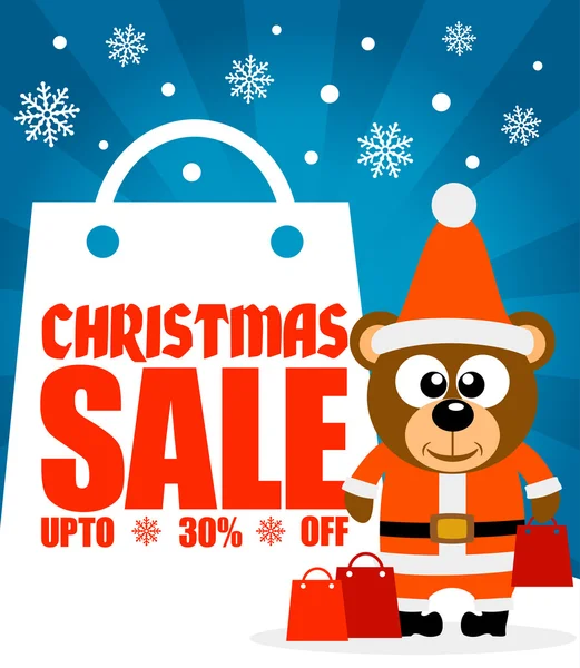 Kerstmis verkoop achtergrond met beer vector — Stockvector