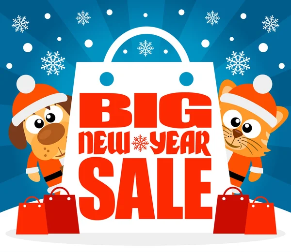 New Year Big sale background with animal vector — Stock Vector