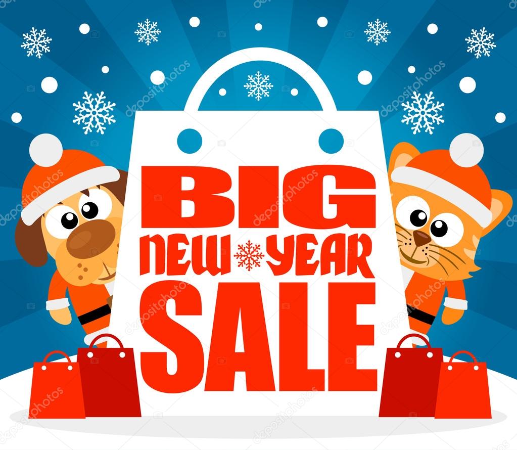 New Year Big sale background with animal vector
