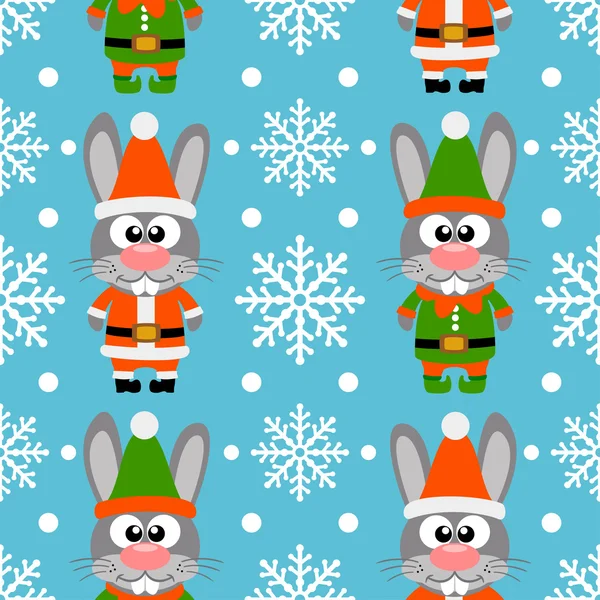 New Year seamless card with rabbits — Stock Vector