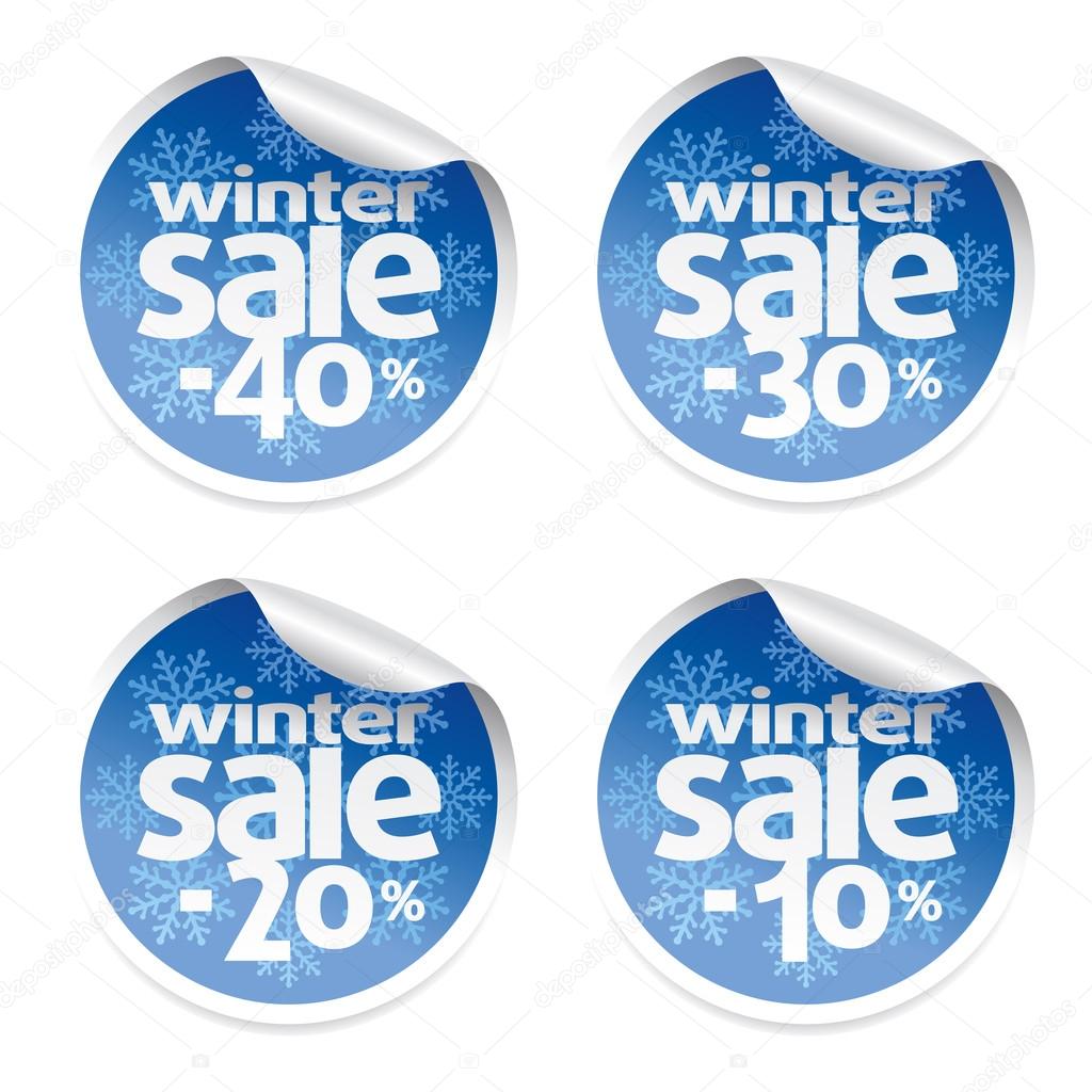 Winter sale stickers set