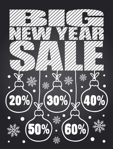 Big Sale New Year chalkboard card — Stock Vector