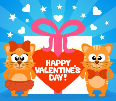 Mutlu Sevgililer günü kartı kediler vektör ile
