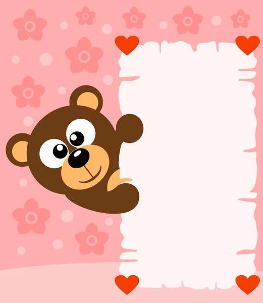 Fond de Saint Valentin rose avec ours — Image vectorielle