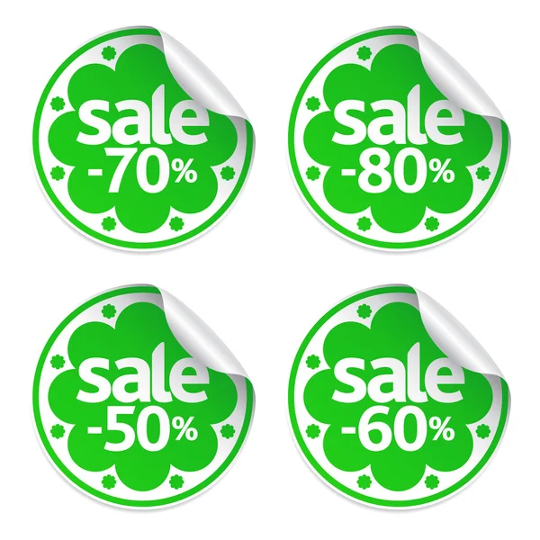 Verkoop groene stickers set — Stockvector