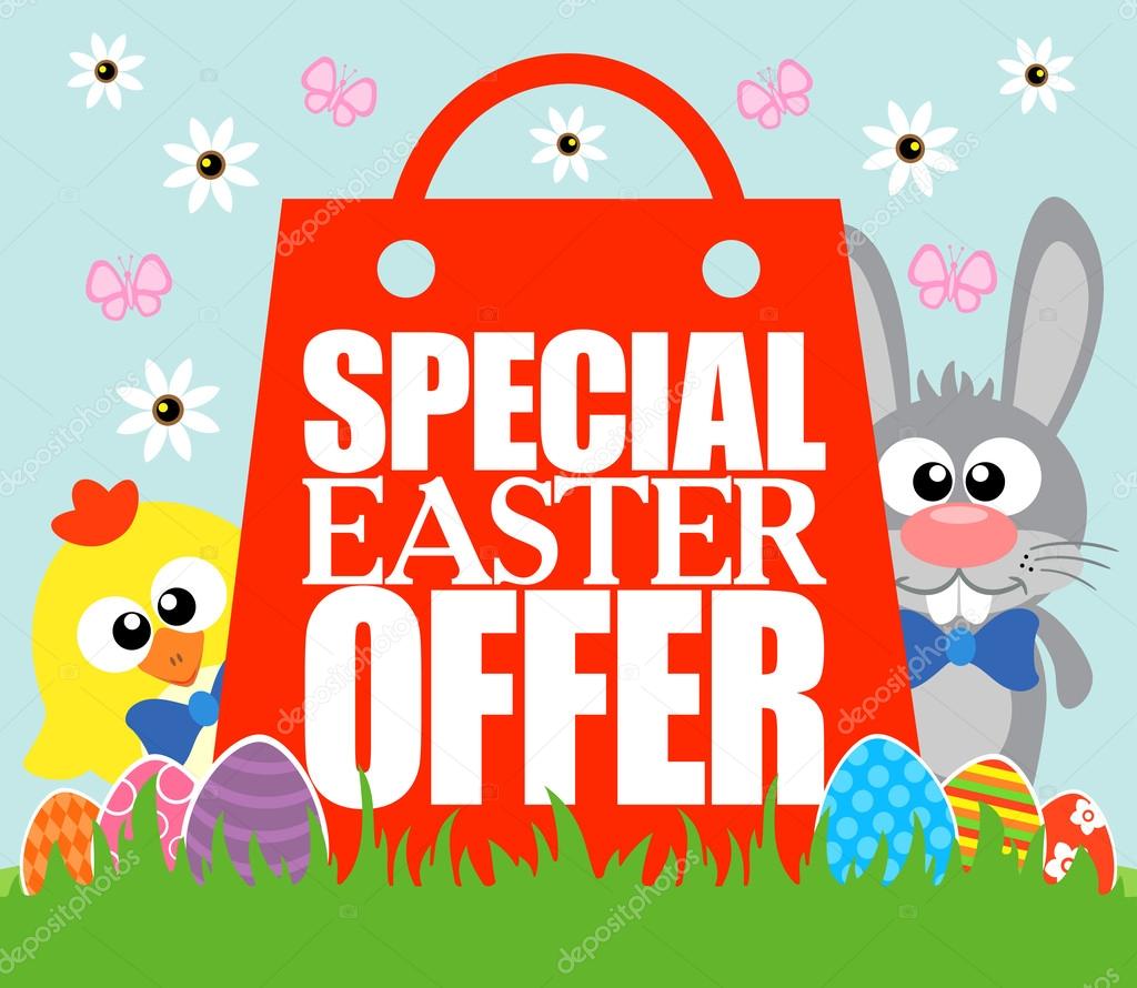 Special Easter Offer , funny rabbit and chicken