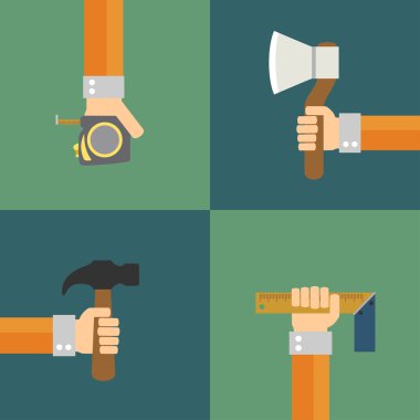  inşaatçılar modern el ile düz arka plan belirleme